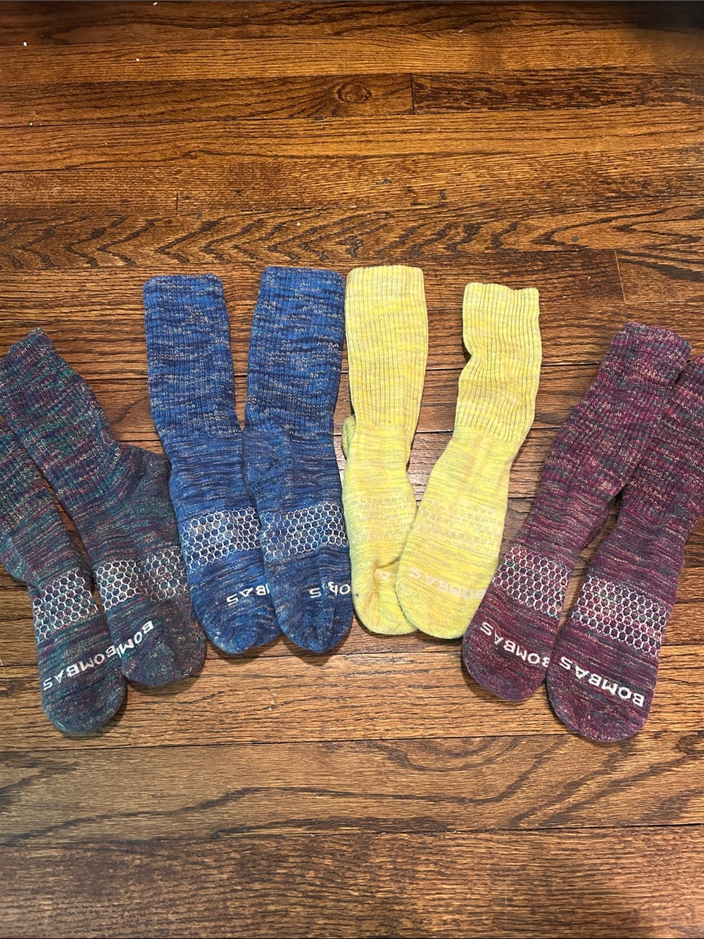 Bombas Crew Socks - Blue, Yellow, Maroon, Teal Multipack